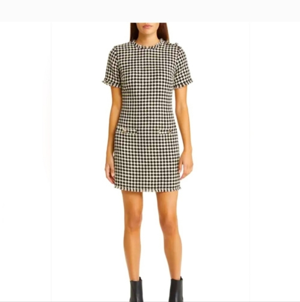 NWT Bebop Be you Be Free Tweed Short sleeve Grid Pattern Mini Dress size xs